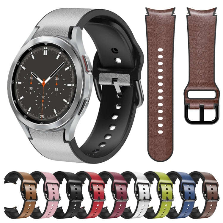 For Samsung Galaxy Watch 4 Classic 46mm Silicone Adhesive Leather Watch Band(Lime Color)