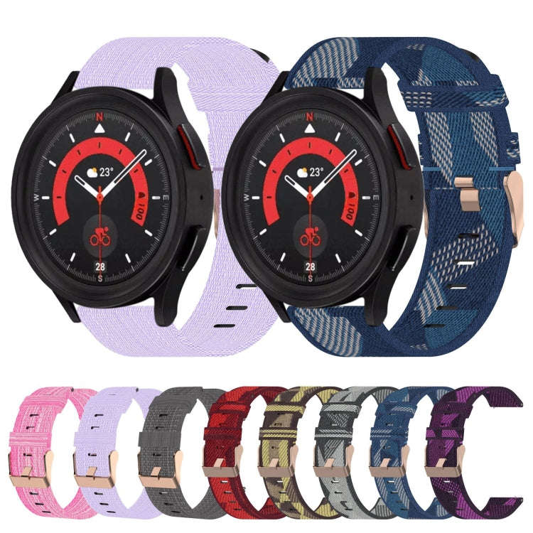 For Samsung Galaxy Watch5 44mm 20mm Nylon Woven Watch Band(Pink)