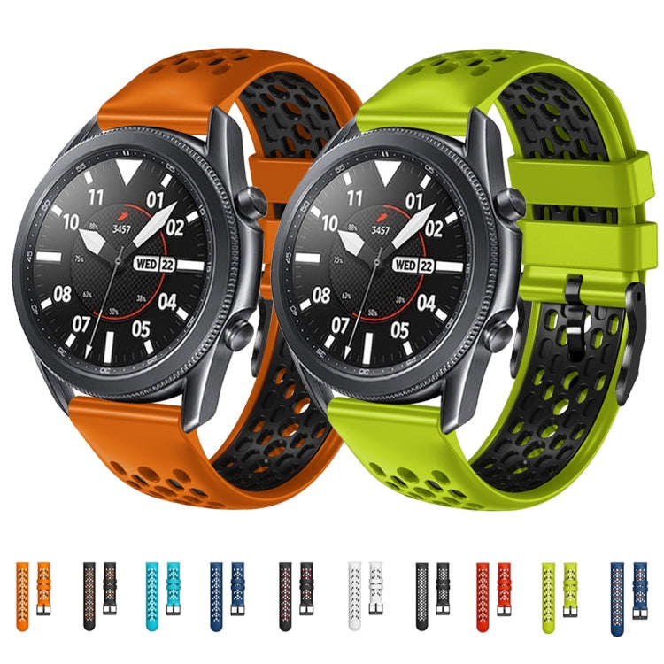 For Huawei Watch 3 22mm Two-Color Breathable Silicone Watch Band(Midnight Blue+Orange)