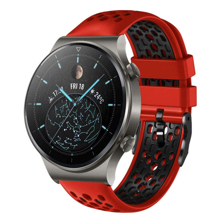 For Huawei Watch GT2 Pro 22mm Two-Color Breathable Silicone Watch Band(Red+Black)