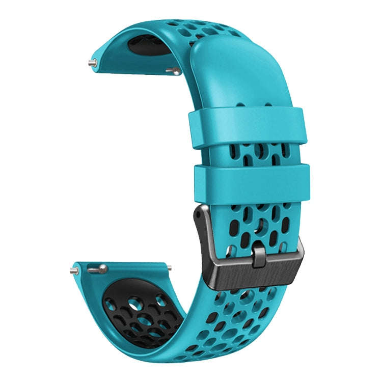 For Huawei Watch GT2 46mm 22mm Two-Color Breathable Silicone Watch Band(Skyblue+Black)