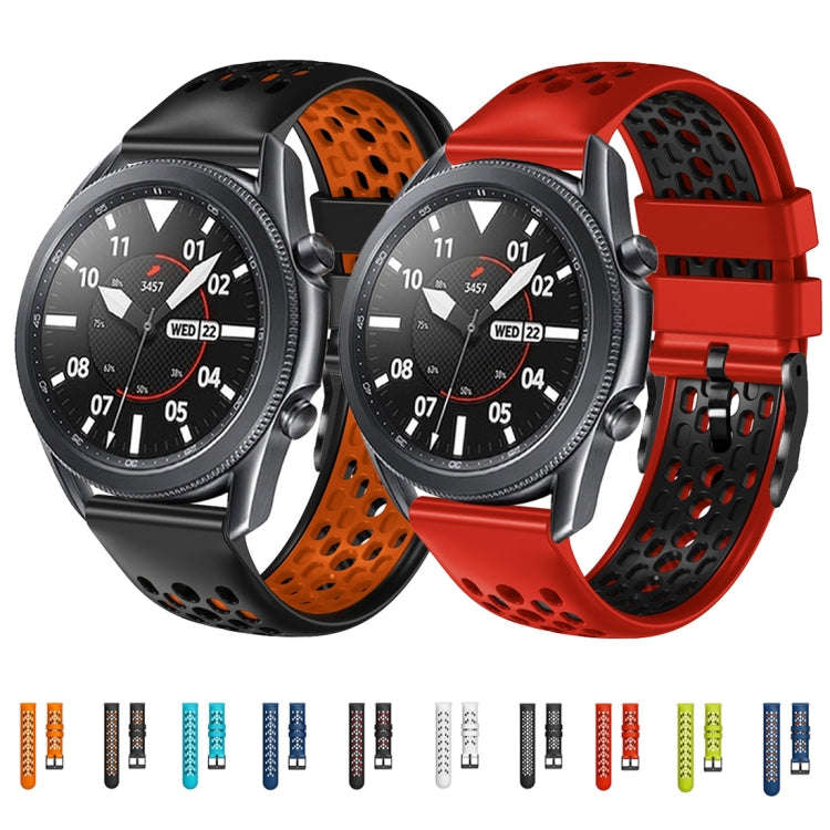 For Honor Watch GS 3 22mm Two-Color Breathable Silicone Watch Band(Midnight Blue+Black)