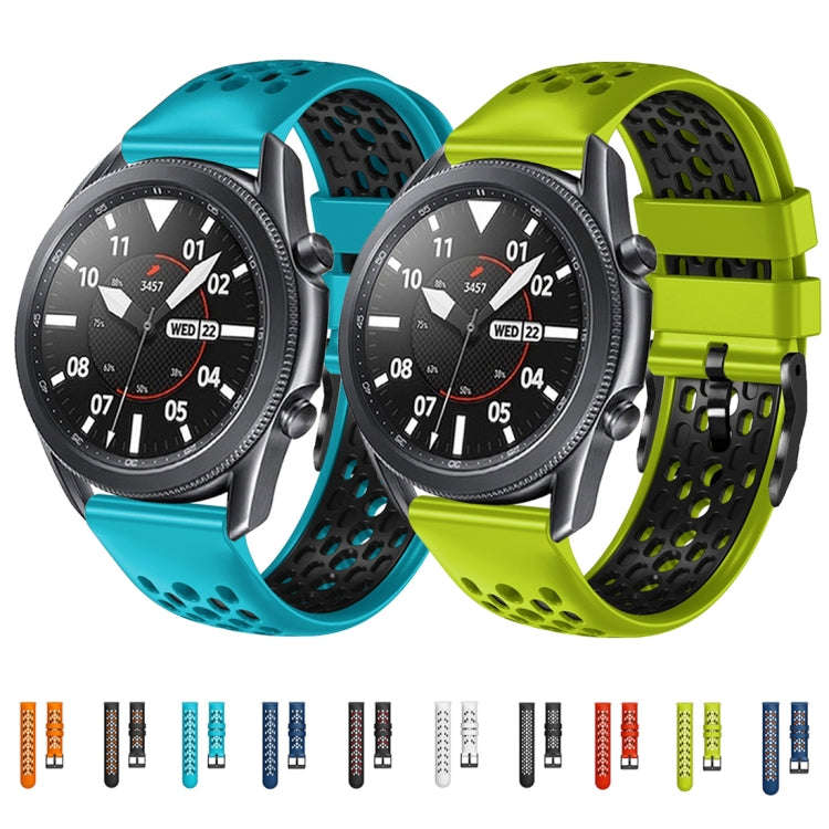 For Honor Watch GS Pro 22mm Two-Color Breathable Silicone Watch Band(Black+Grey)