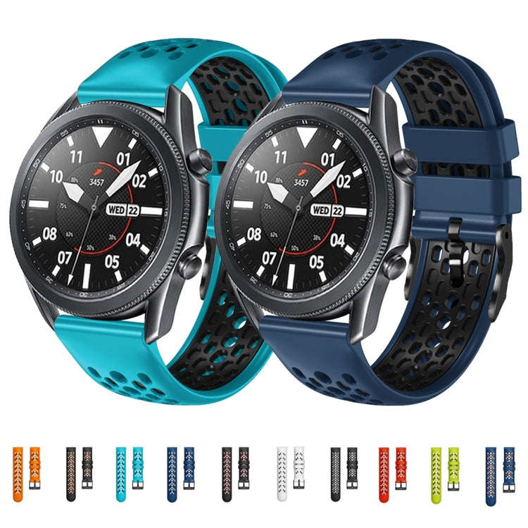 For Honor Magic Watch 2 46mm 22mm Two-Color Breathable Silicone Watch Band(White+Black)
