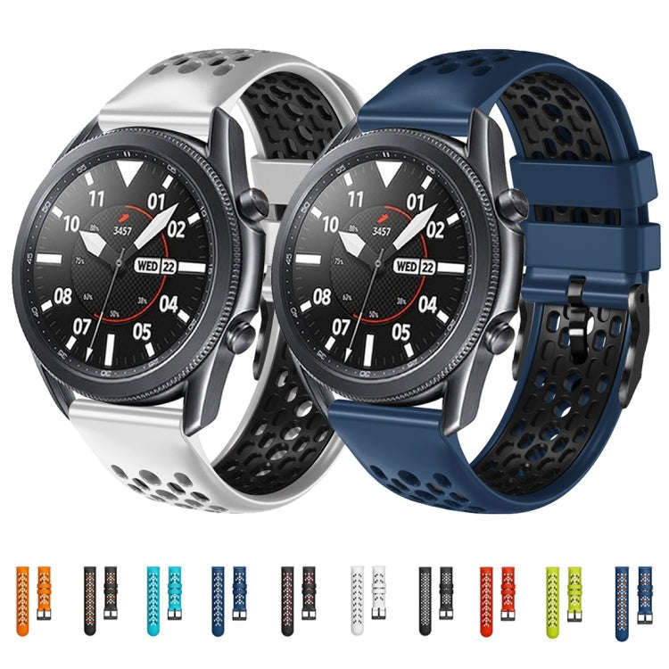 For Xiaomi MI Watch S1 22mm Two-Color Breathable Silicone Watch Band(Black+Grey)