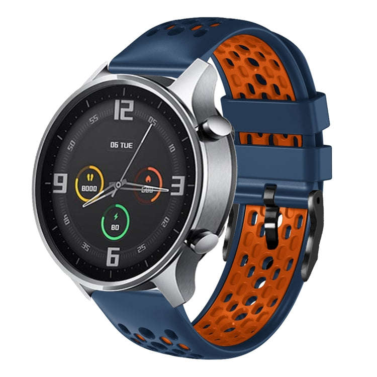 For Xiaomi MI Watch Color 22mm Two-Color Breathable Silicone Watch Band(Midnight Blue+Orange)
