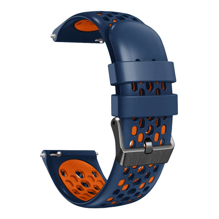 For Xiaomi MI Watch Color 22mm Two-Color Breathable Silicone Watch Band(Midnight Blue+Orange)