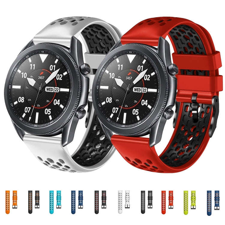 For Xiaomi MI Watch Color 22mm Two-Color Breathable Silicone Watch Band(Midnight Blue+Orange)