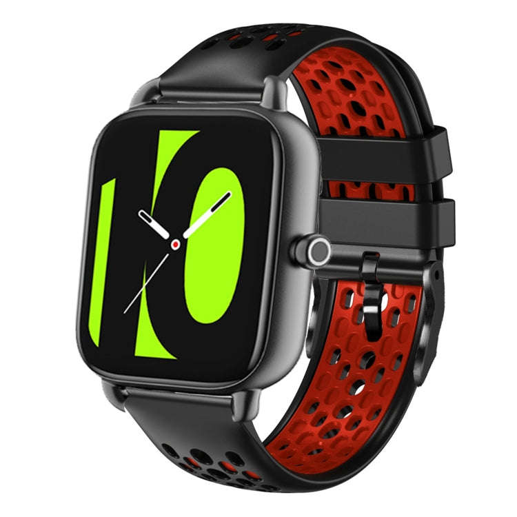 For Xiaomi Haylou RS4 LS12 22mm Two-Color Breathable Silicone Watch Band(Black+Red)