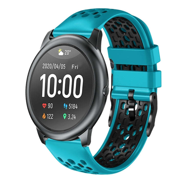 For Xiaomi Haylou RT LS05S 22mm Two-Color Breathable Silicone Watch Band(Skyblue+Black)