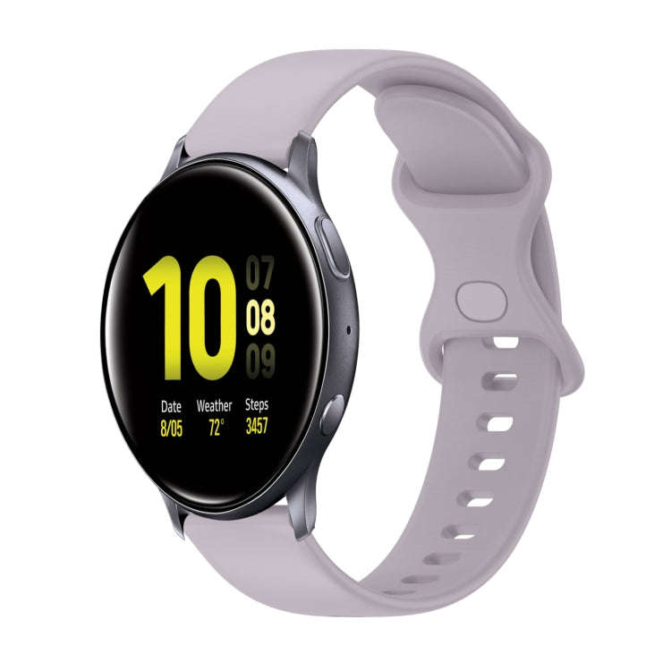 For Samsung Galaxy Watch Active 2 20mm Butterfly Buckle Solid Color Silicone Watch Band(Lavender ...