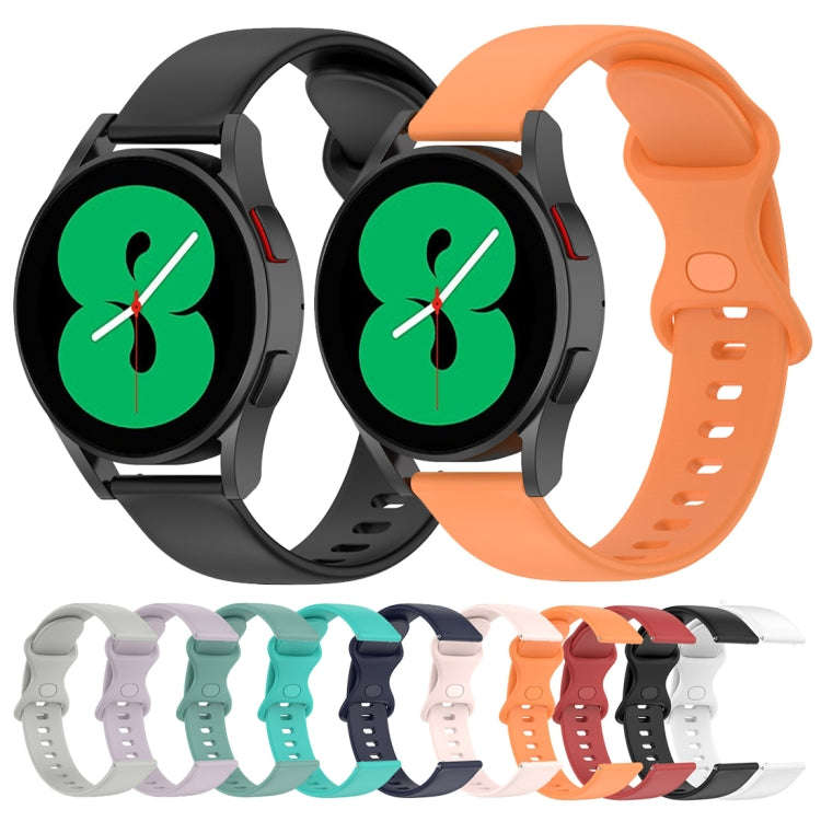 For Samsung Galaxy Watch Active 2 20mm Butterfly Buckle Solid Color Silicone Watch Band(Lavender ...