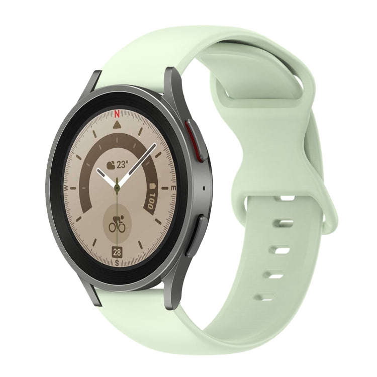 For Samsung Galaxy Watch 5 Pro 45mm 20mm Butterfly Buckle Solid Color Silicone Watch Band(Light G...