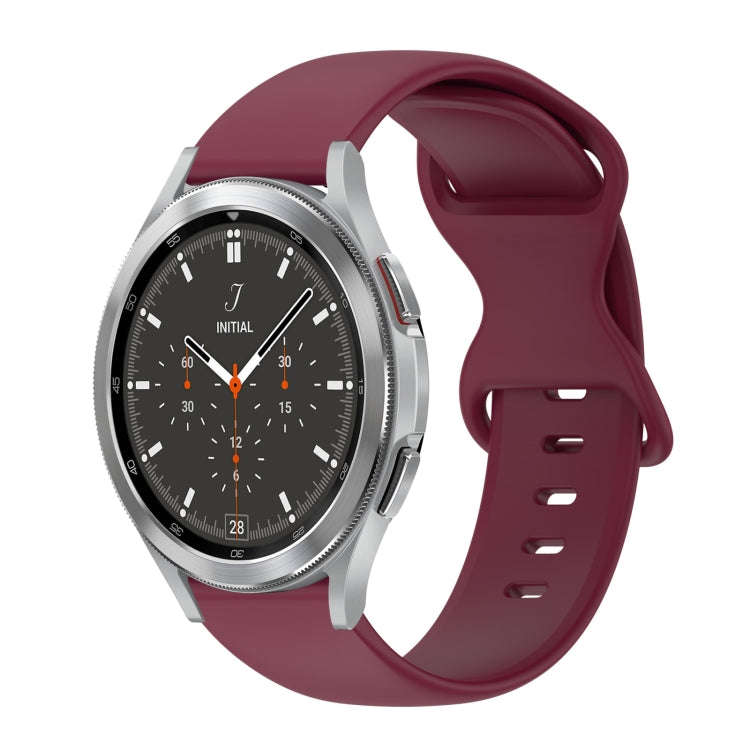 For Samsung Galaxy Watch 4 Classic 46mm 20mm Butterfly Buckle Solid Color Silicone Watch Band(Bur...