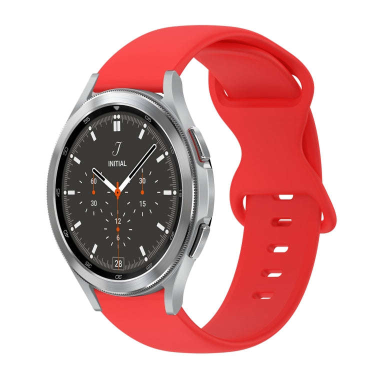 For Samsung Galaxy Watch 4 Classic 46mm 20mm Butterfly Buckle Solid Color Silicone Watch Band(Red)