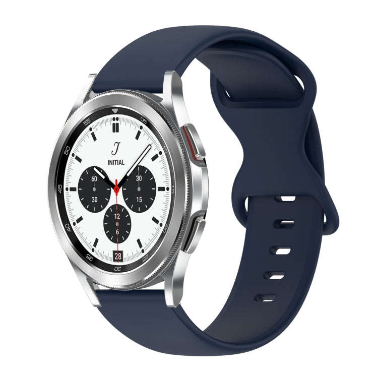 For Samsung Galaxy Watch 4 Classic 42mm 20mm Butterfly Buckle Solid Color Silicone Watch Band(Nav...