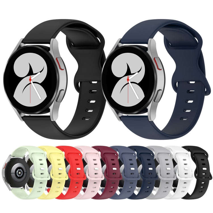For Samsung Galaxy Watch Active 2 20mm Butterfly Buckle Solid Color Silicone Watch Band(Pink)