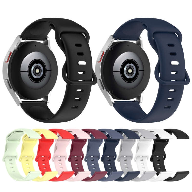 For Samsung Galaxy Watch Active 2 20mm Butterfly Buckle Solid Color Silicone Watch Band(Pink)