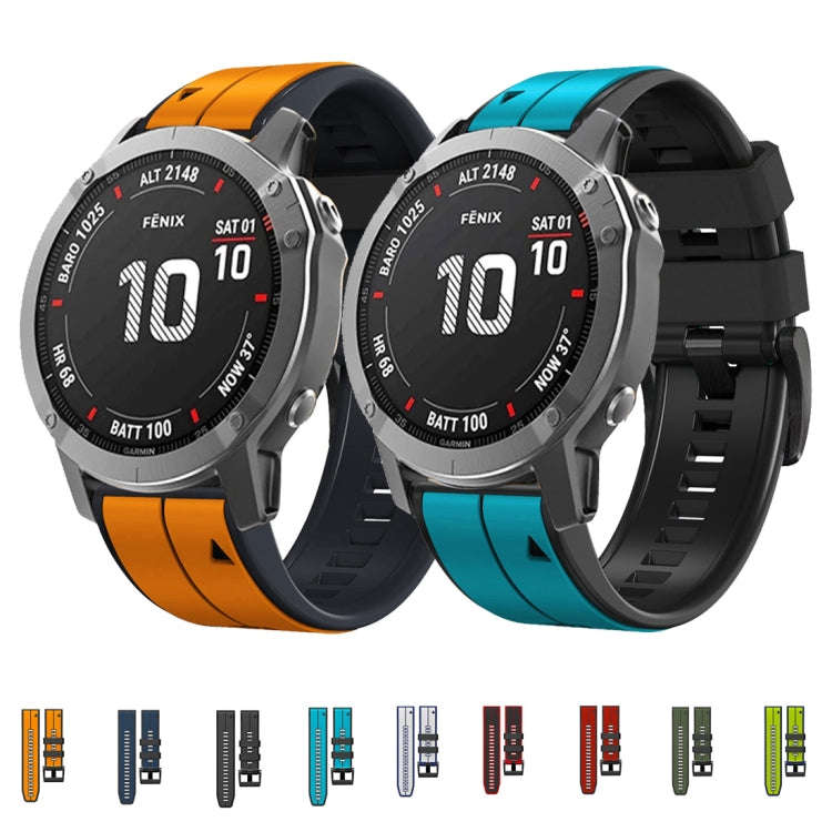 For Garmin Tactix 7 Pro 26mm Silicone Sports Two-Color Watch Band(Lime + Black)