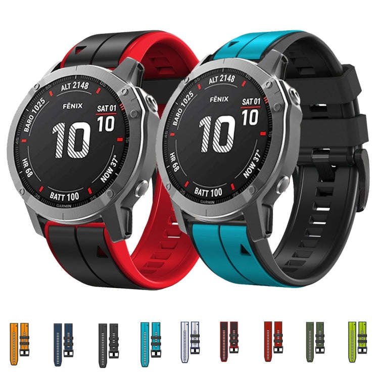 For Garmin Tactix 7 26mm Silicone Sports Two-Color Watch Band(White+Dark Blue)