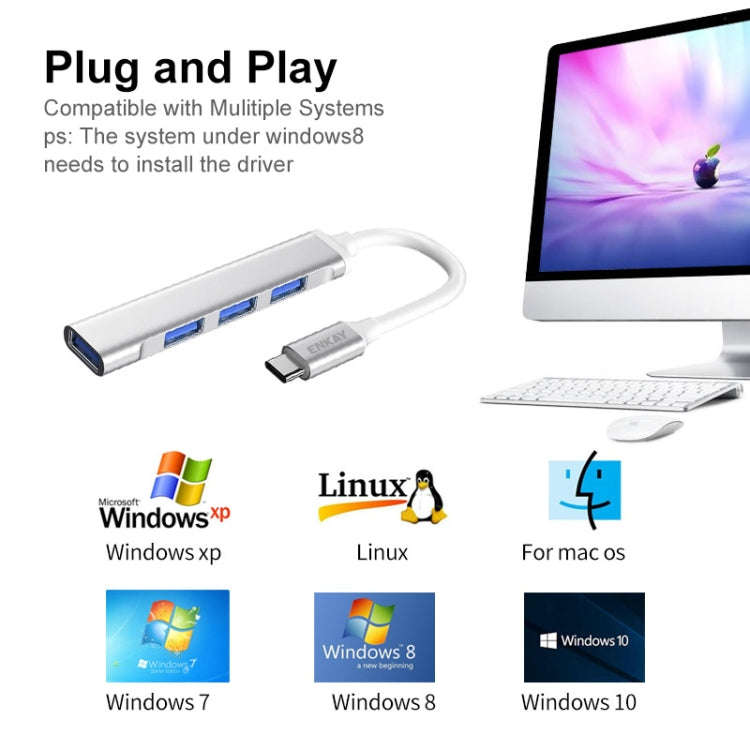 ENKAY Hat-Prince ENK-AT114 4 Ports USB 3.0 Splitter Multi-Ports Expansion HUB Extender Connector ...