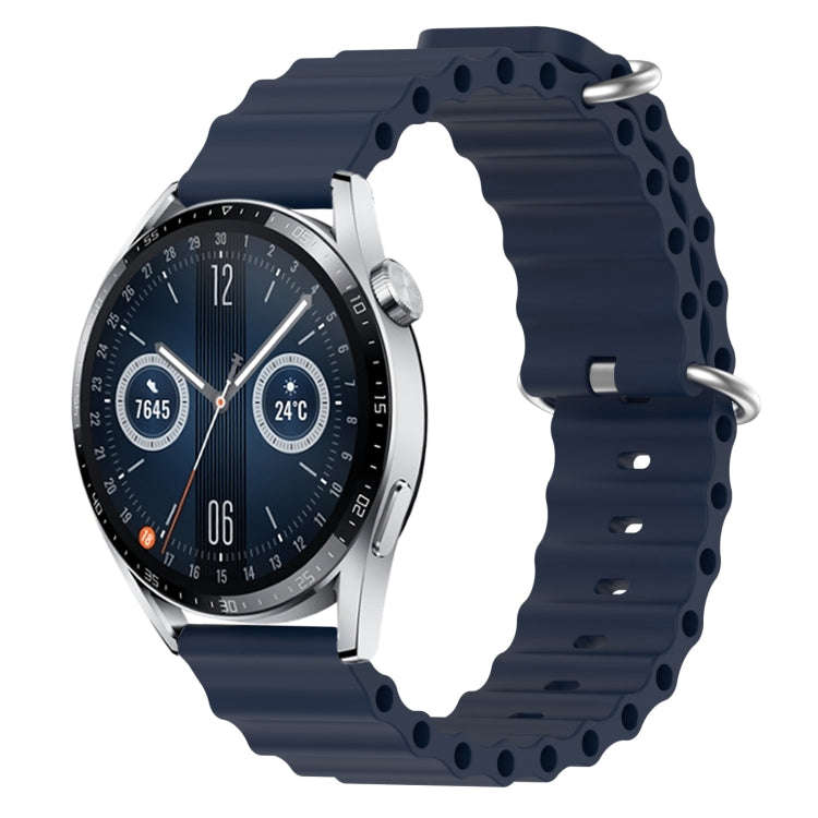 For Huawei Watch GT3 46mm 22mm Ocean Style Silicone Solid Color Watch Band(Dark Blue)