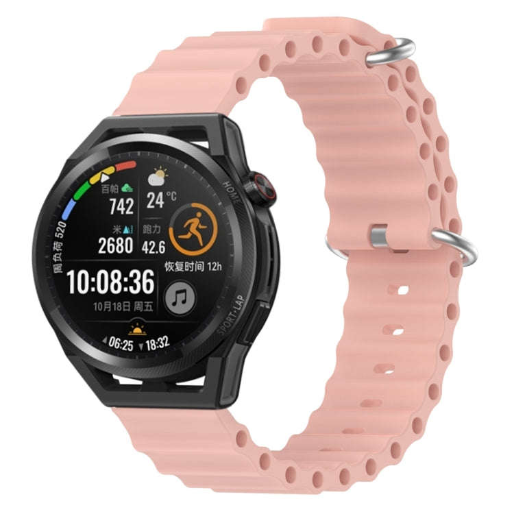For Huawei Watch GT Runner 22mm Ocean Style Silicone Solid Color Watch Band(Pink)