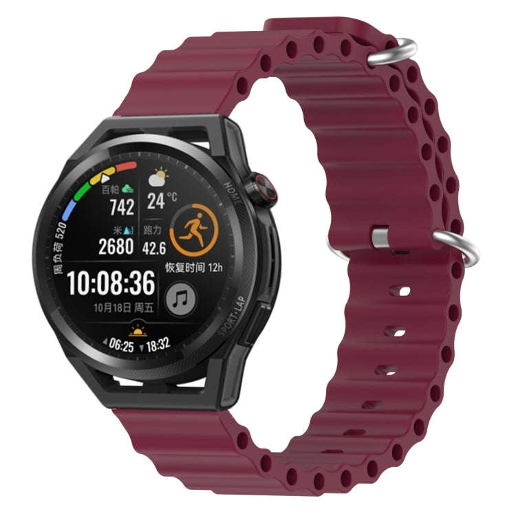 For Huawei Watch GT Runner 22mm Ocean Style Silicone Solid Color Watch Band(Wine Red)