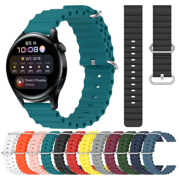 For Huawei Watch 3 22mm Ocean Style Silicone Solid Color Watch Band(Rock Gray)