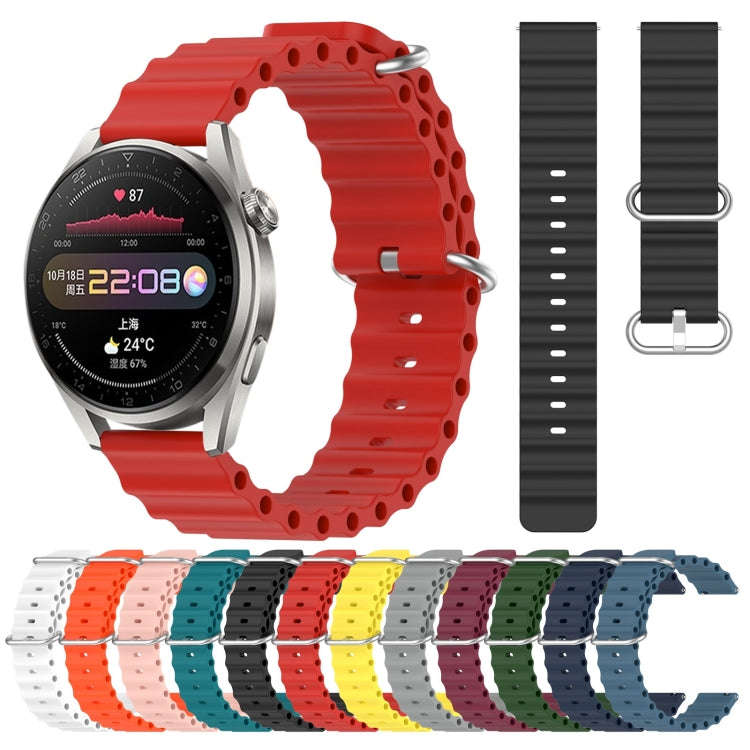 For Huawei Watch 3 Pro 22mm Ocean Style Silicone Solid Color Watch Band(Grey)