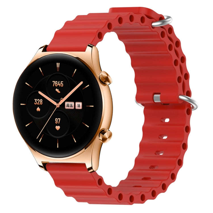 For Honor Watch GS 3 22mm Ocean Style Silicone Solid Color Watch Band(Red)