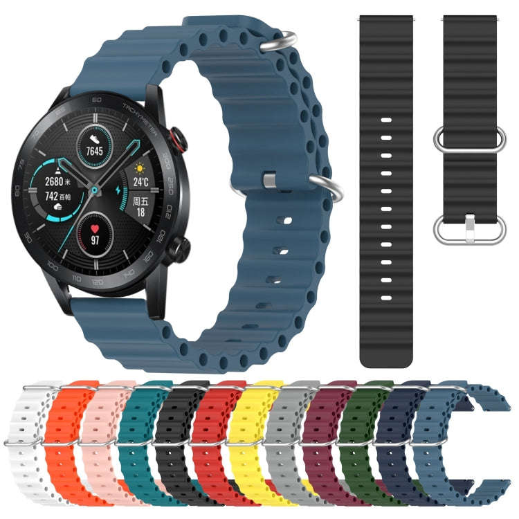 For Honor Magic Watch 2 46mm 22mm Ocean Style Silicone Solid Color Watch Band(Wine Red)