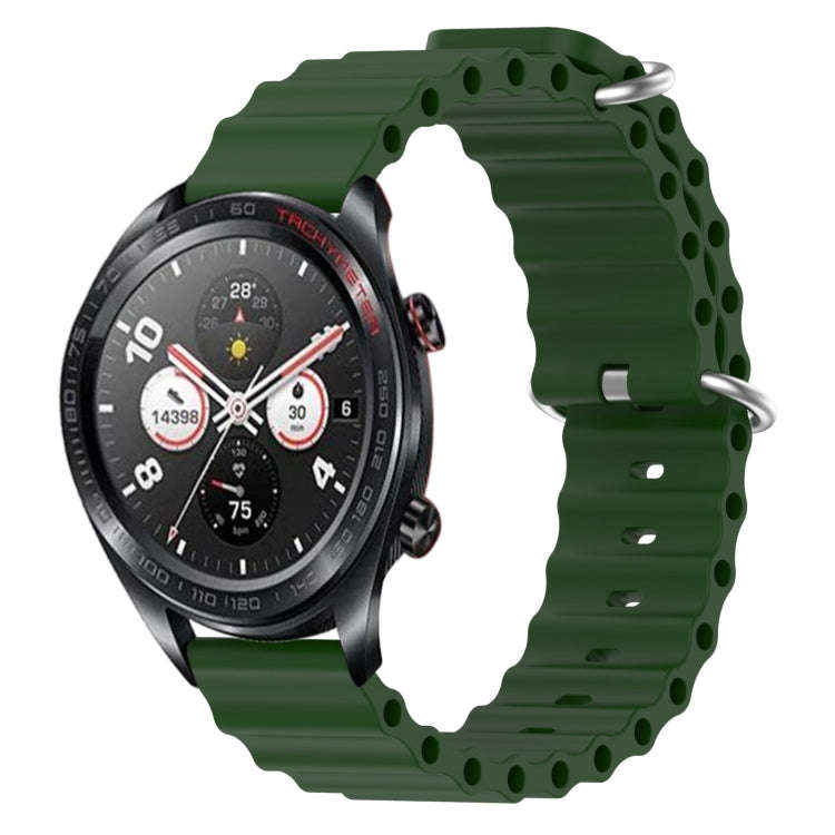 For Honor Watch Dream 22mm Ocean Style Silicone Solid Color Watch Band(Army Green)