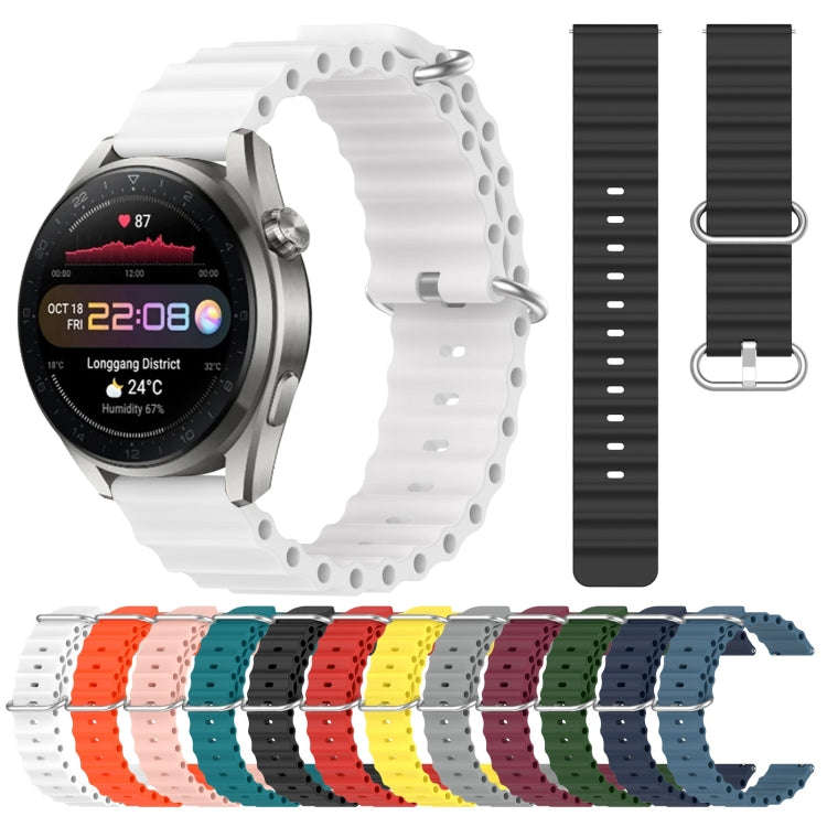 For Huawei Watch 3 Pro New 22mm Ocean Style Silicone Solid Color Watch Band(Rock Gray)