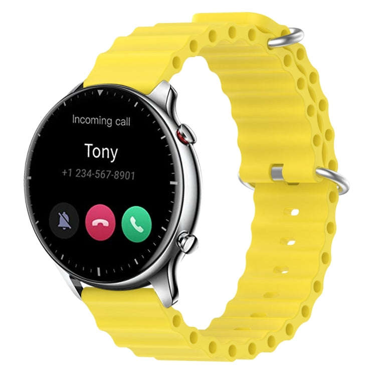 For Amazfit GTR 2 22mm Ocean Style Silicone Solid Color Watch Band(Yellow)