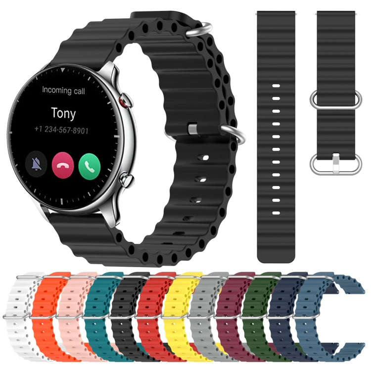 For Amazfit GTR 2 22mm Ocean Style Silicone Solid Color Watch Band(Army Green)