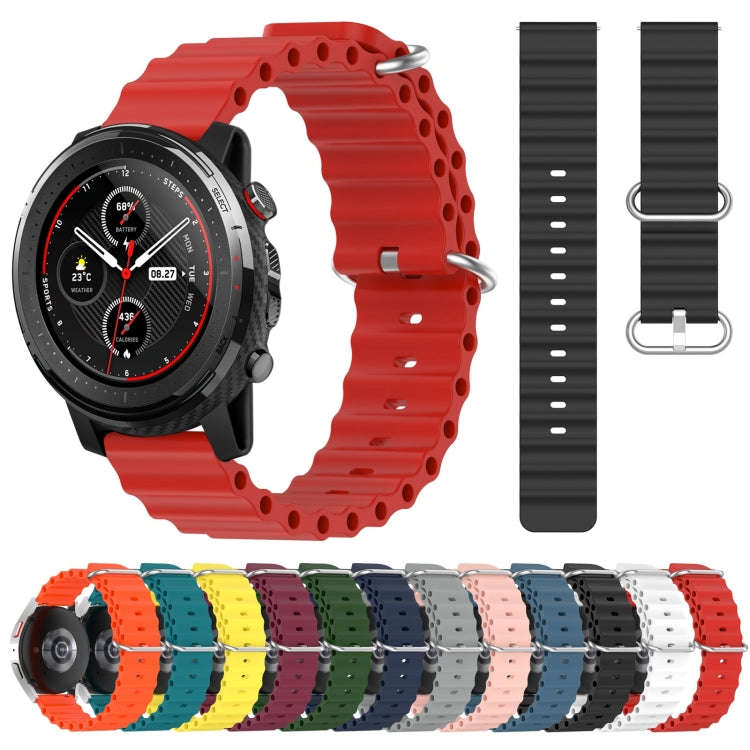 For Amazfit 3 22mm Ocean Style Silicone Solid Color Watch Band(Green)