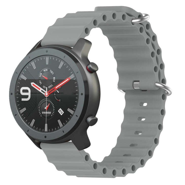For Amazfit GTR 47mm 22mm Ocean Style Silicone Solid Color Watch Band(Grey)