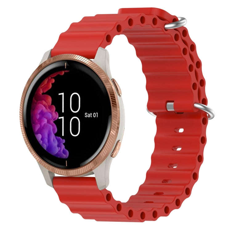 For Garmin Venu 20mm Ocean Style Silicone Solid Color Watch Band(Red)