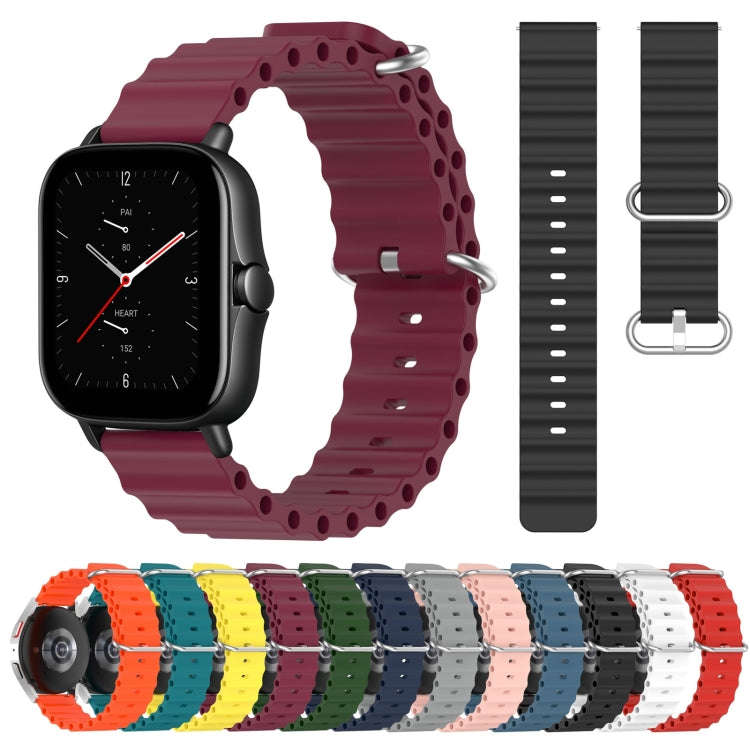 For Amazfit GTS 2E 20mm Ocean Style Silicone Solid Color Watch Band(Wine Red)