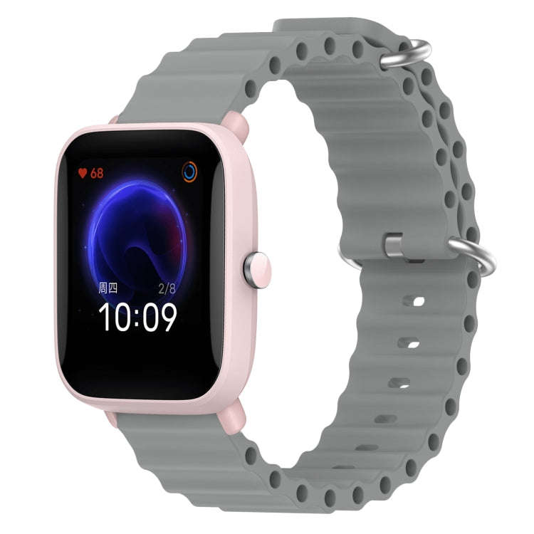 For Amazfit Pop Pro 20mm Ocean Style Silicone Solid Color Watch Band(Grey)