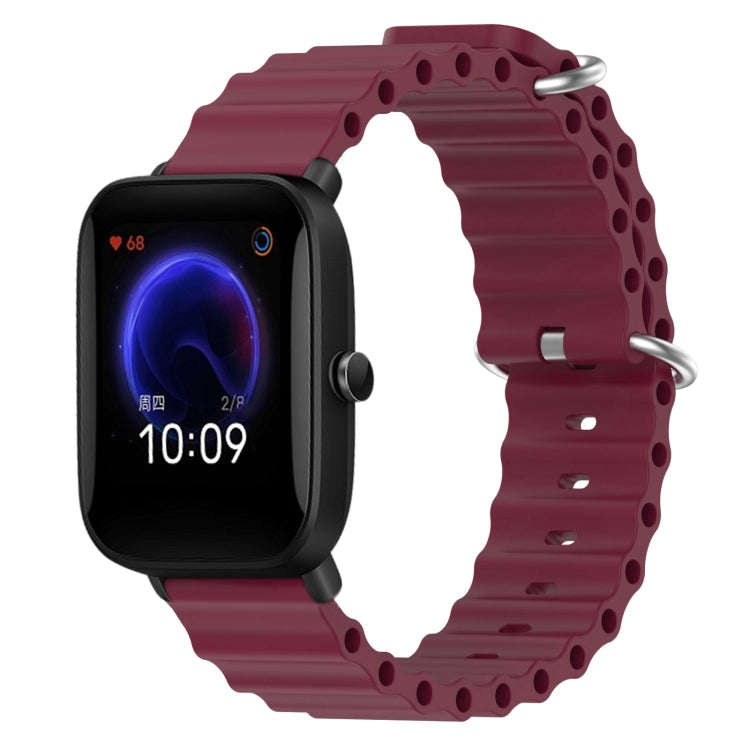 For Amazfit Pop 20mm Ocean Style Silicone Solid Color Watch Band(Wine Red)