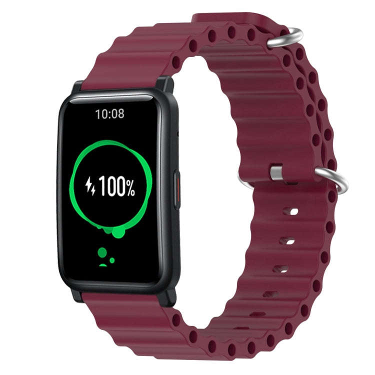 For Honor Watch ES 20mm Ocean Style Silicone Solid Color Watch Band(Wine Red)