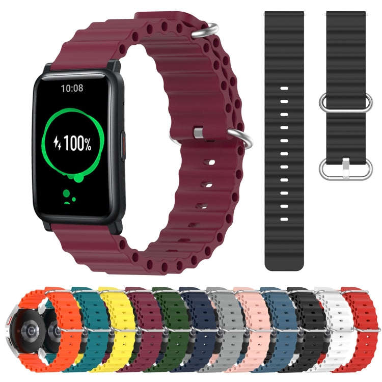 For Honor Watch ES 20mm Ocean Style Silicone Solid Color Watch Band(Wine Red)