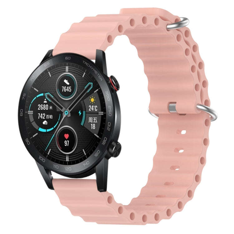 For Honor MagicWatch2 42mm 20mm Ocean Style Silicone Solid Color Watch Band(Pink)