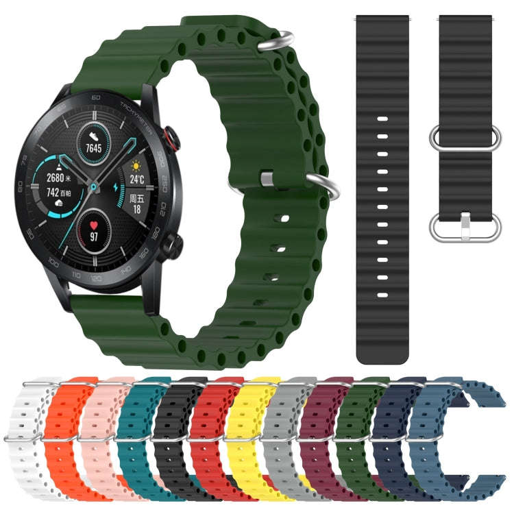 For Honor MagicWatch2 42mm 20mm Ocean Style Silicone Solid Color Watch Band(Rock Gray)