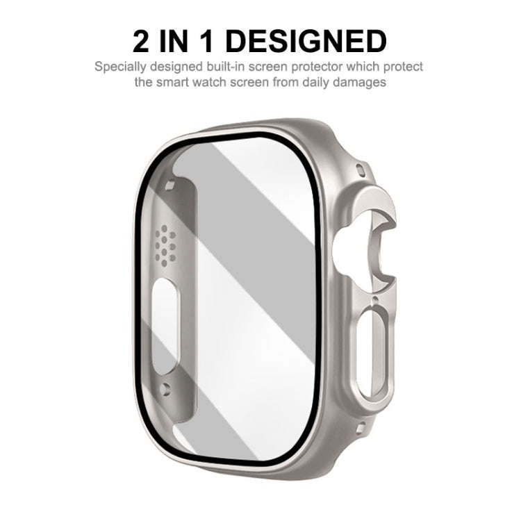 For Apple Watch Ultra / Ultra 2 49mm ENKAY PC Frame 9H Tempered Glass Case(Silver)