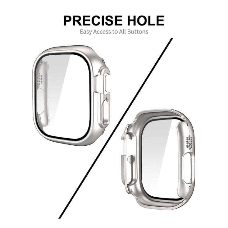 For Apple Watch Ultra / Ultra 2 49mm ENKAY PC Frame 9H Tempered Glass Case(Silver)