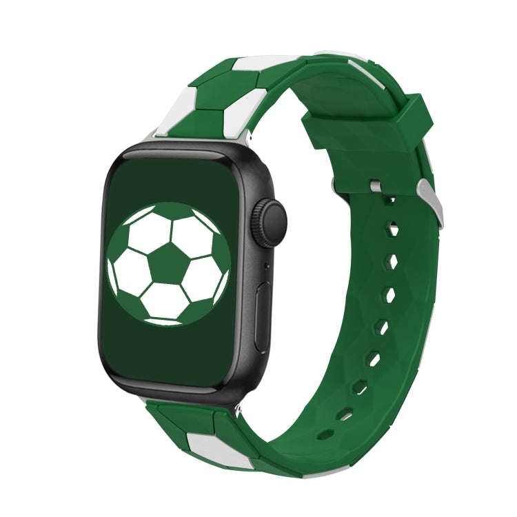 Football Style Metal Connector Silicone Watch Band For Apple Watch Series 9&8&7 41mm / SE 3&SE 2&...