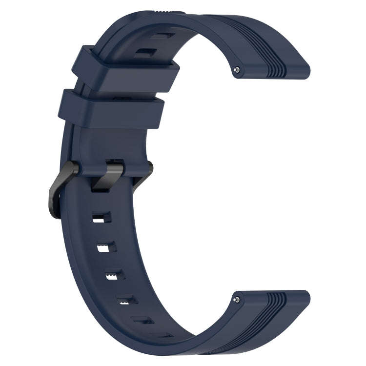 For Samsung Galaxy Watch 6 Classic 47mm 20mm Concave Striped Slicone Watch Band(Navy Blue)